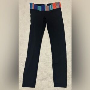 Ivivva Black Leggings with Multicolor Aztec Waistband Size 6